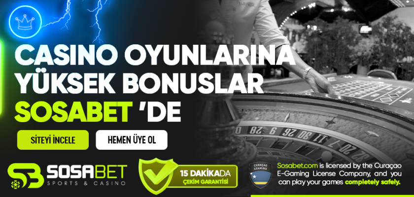 Casino Oyunlarına Yüksek Bonuslar Sosabet’da